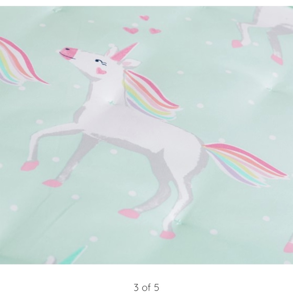 Pottery Barn Twin Molly Unicorn Comforter with matching Unicorn throw pillow